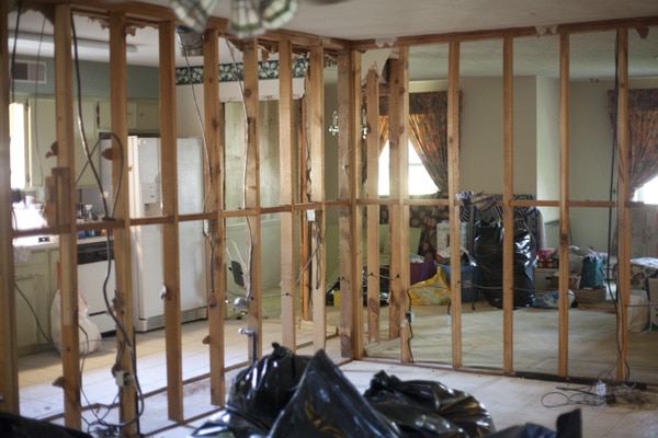 Frame of a bedroom in a house remodel during home renovation