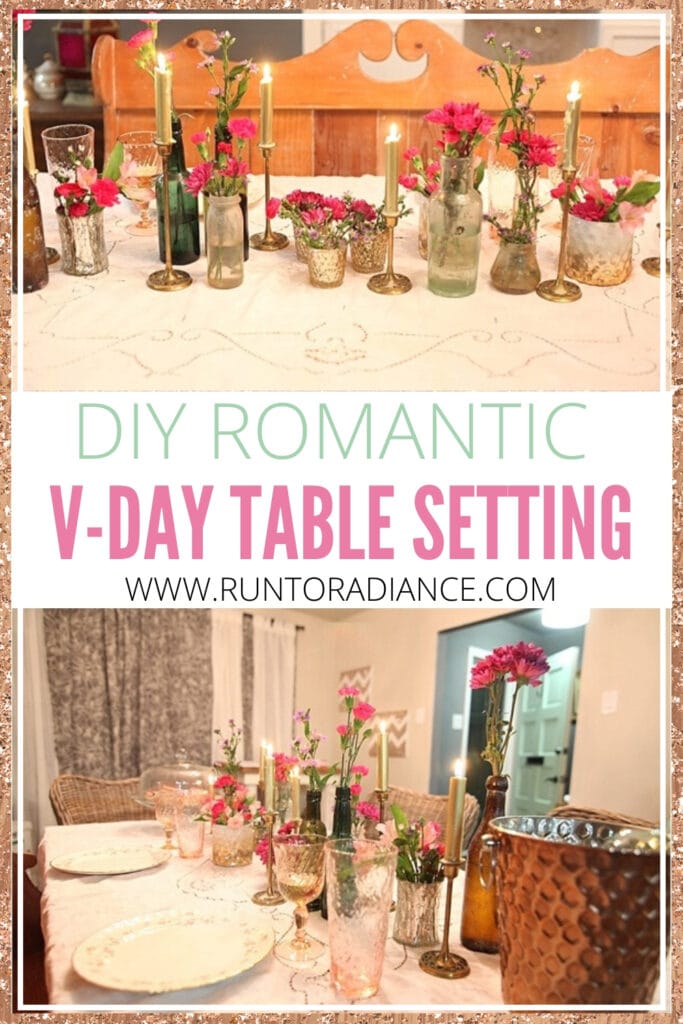 pinterest image for DIY Romantic Valentine's Day Table Setting