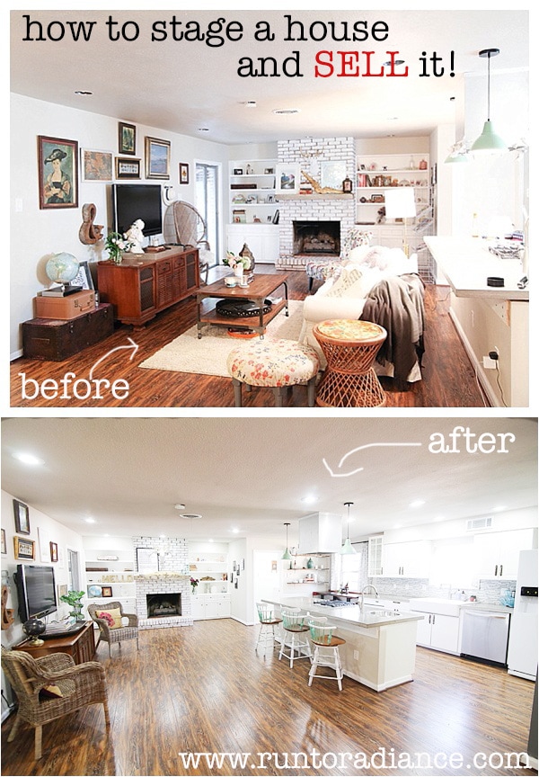 how to stage a house to sell - before and after pictures