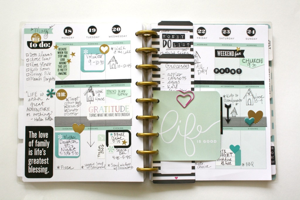 mint and black planner