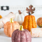 Group of DIY glitter pumpkins - easy fall craft.