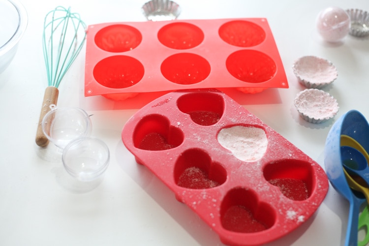 Molds packed with recipe ingredients
