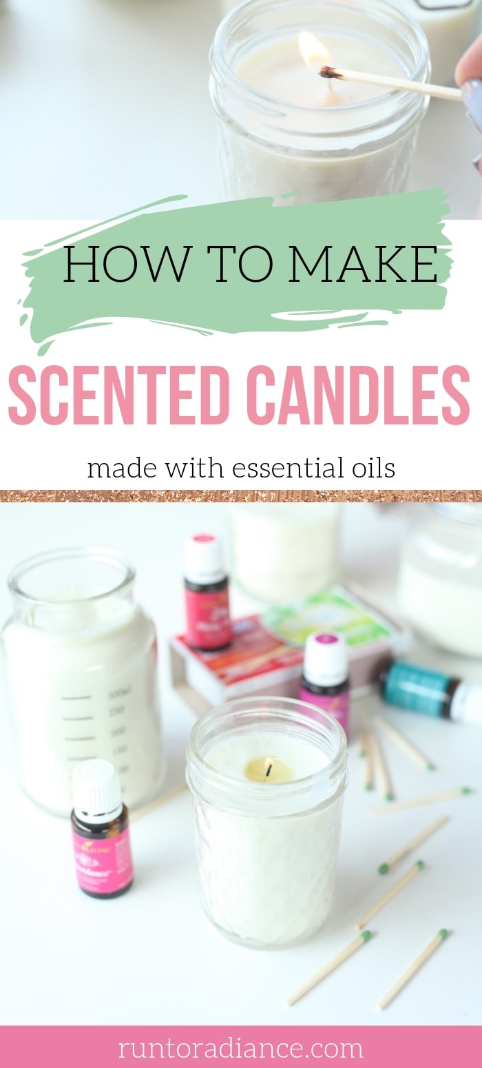 Pin image for a blog post about how to make candles with essential oil.