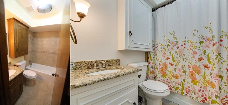 House remodel on a budget! These before and after pictures are amazing and full of DIY ideas. I really like this budget bathroom makeover.