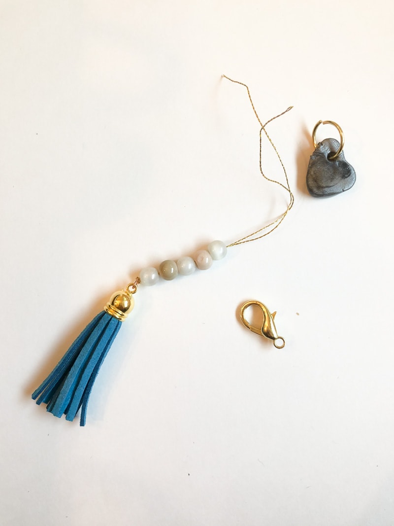 tassel with beads and clay heart
