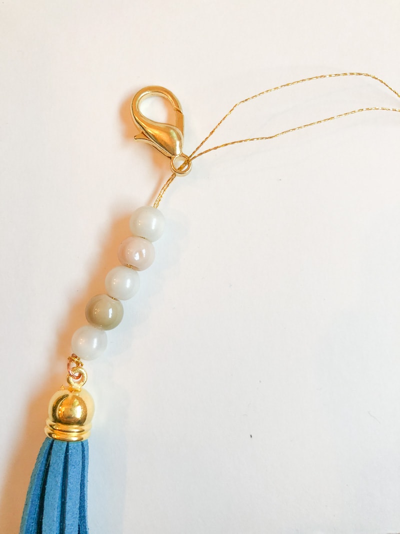 beads and tassel with lobster clasp
