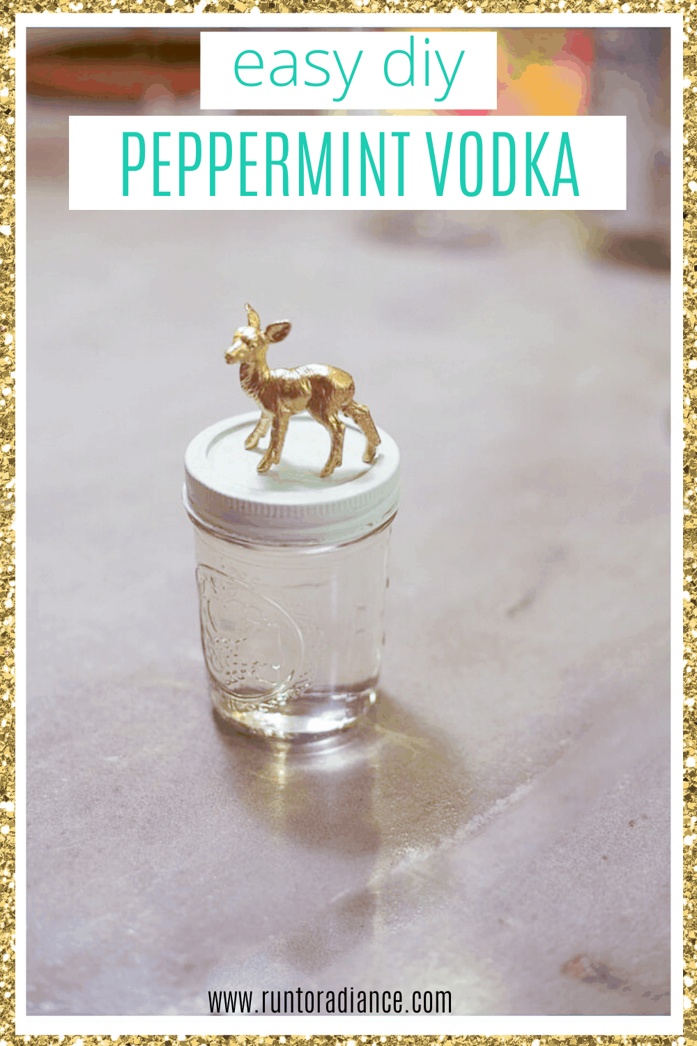 Pinterest image for easy DIY peppermint vodka.