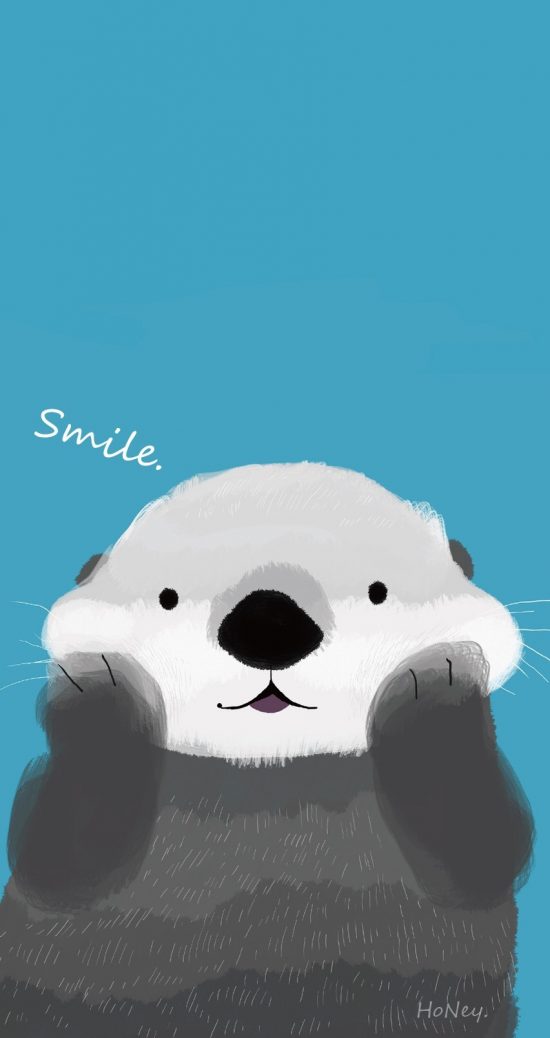 Cute wallpapers post - this one is an otter with a blue background