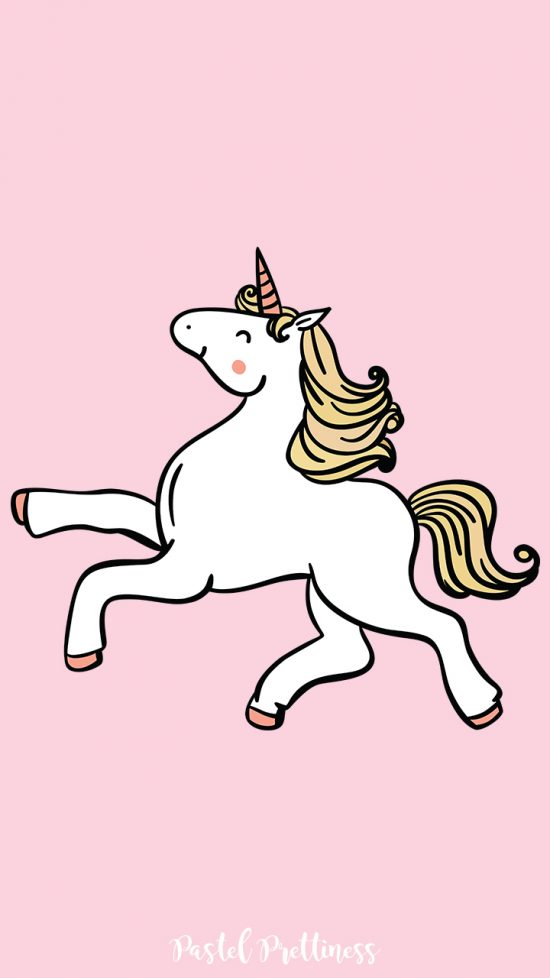 Drawn unicorn cute iphone wallpaper with a pastel pink background
