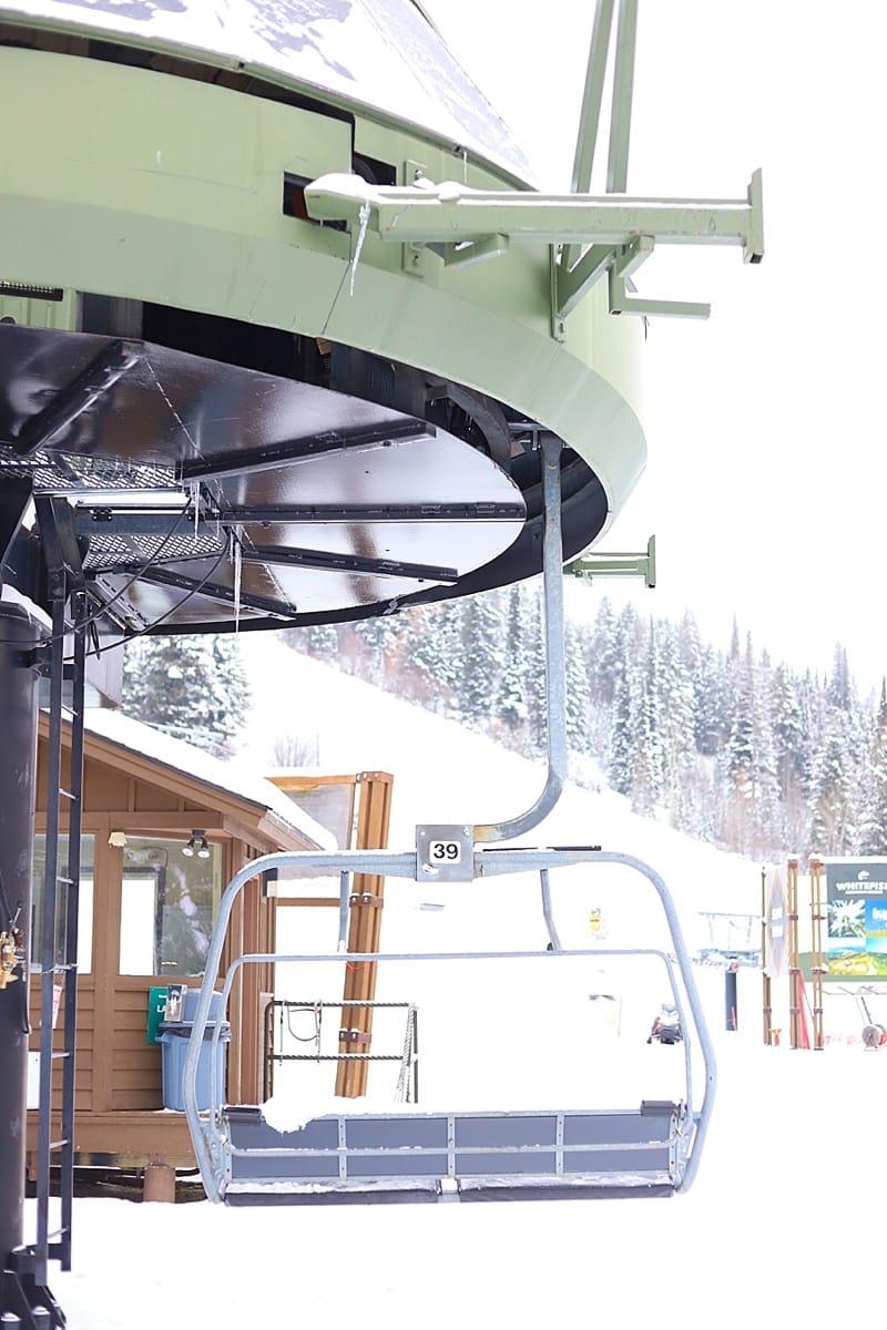 Ski lift in the mountains of Whitefish Montana