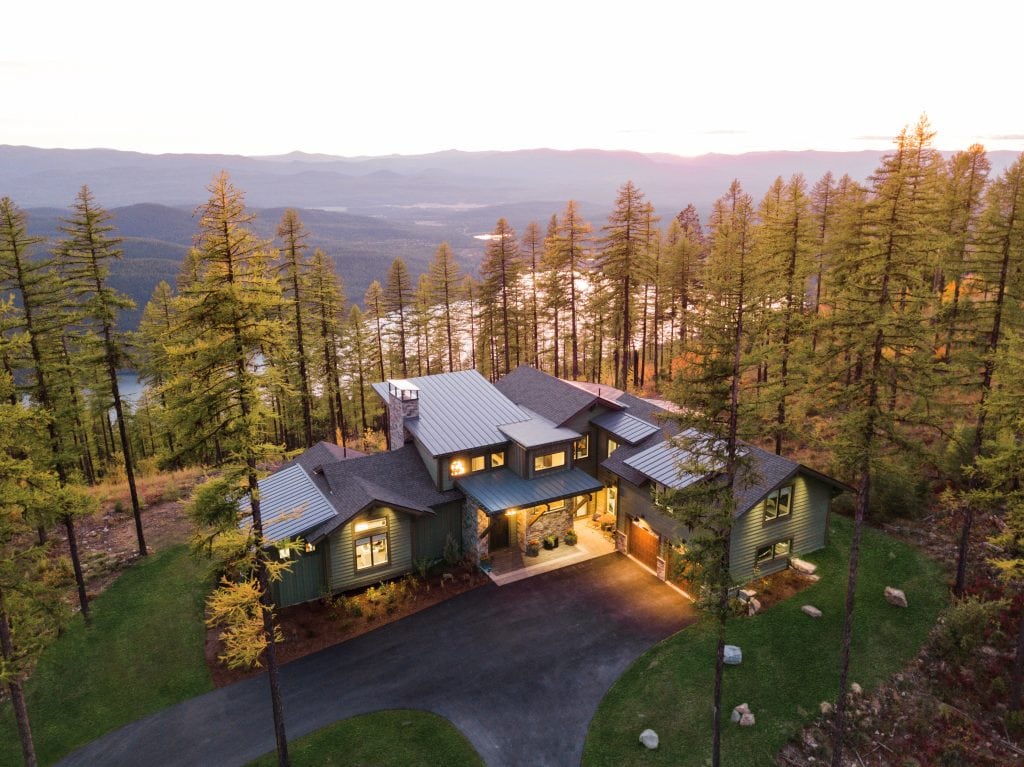 Arial view of home in woods