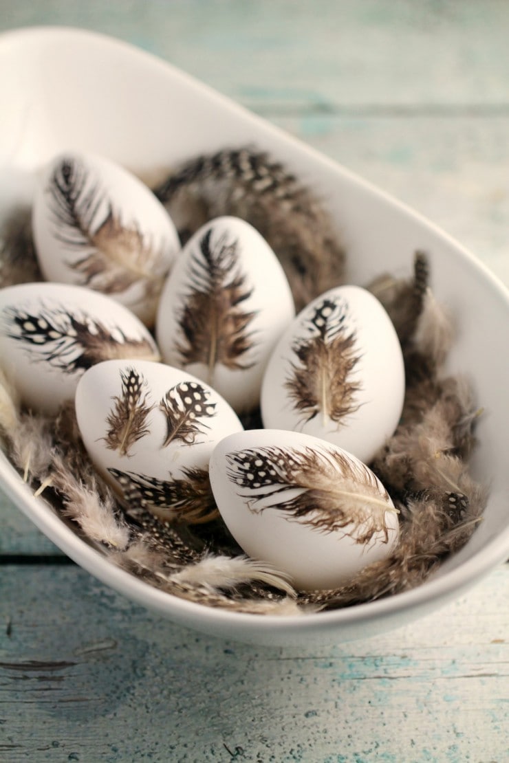 Feathered easter eggs