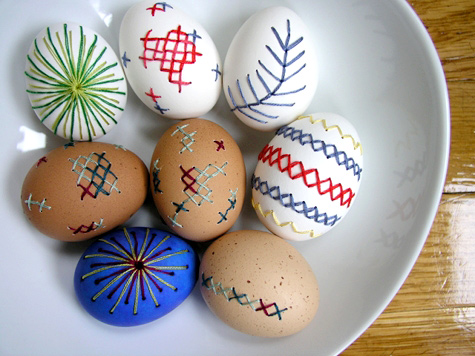 embroidered easter eggs