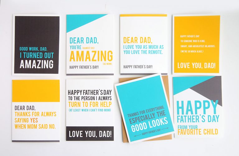 a variety of fathers day cards to print at home