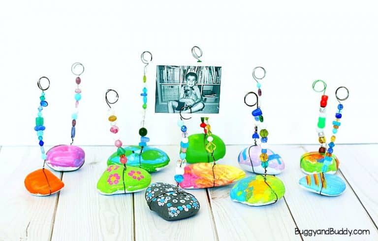 painted rock photo holders for fathers day