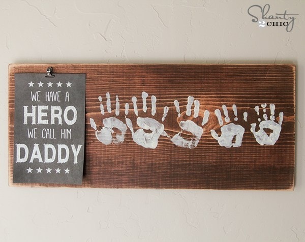 wooden wall art handprint craft for father's day