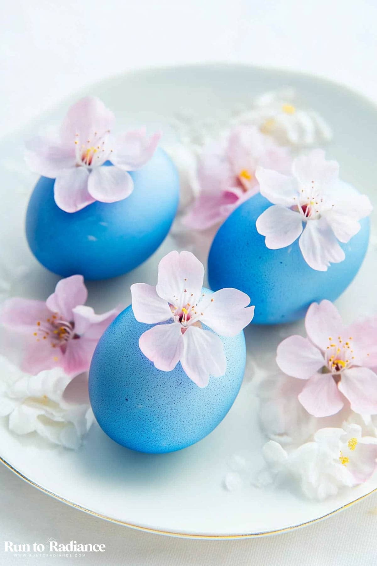 light blue cherry blossom easter eggs
