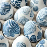 blue and white decoupage nautical easter egg design