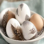 Mod Podge feathers egg decorating