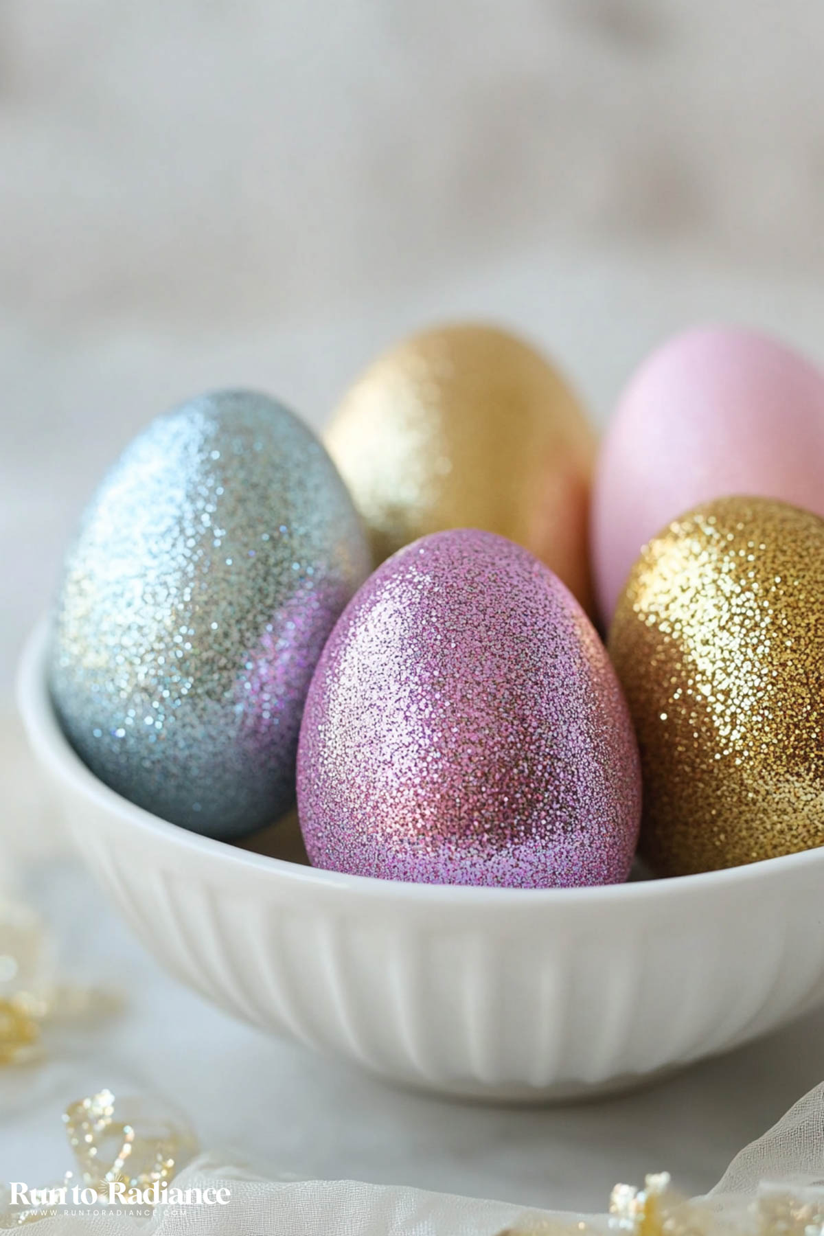 glitter coated easter eggs