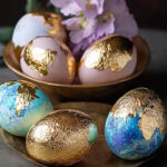 using gold leaf to decorate Easter eggs