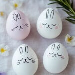 bunny rabbit hand drawn easter eggs