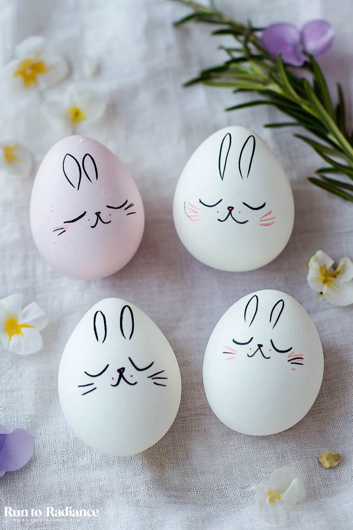 bunny rabbit hand drawn easter eggs for simple Easter egg decorating ideas