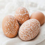 natural easter egg design using white paint pen