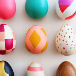 colorful painted wooden eggs