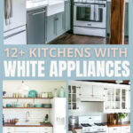 12 kitchens with white appliances collage