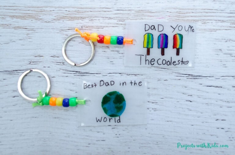 shrinky dink style keychain craft for kids