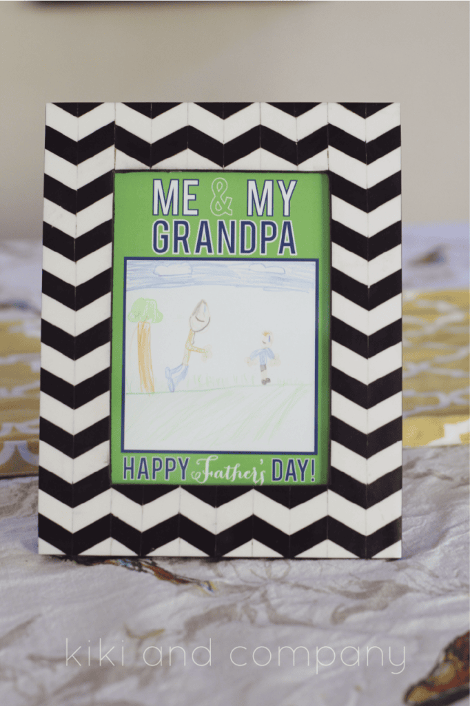 printable fathers day grandpa card in a black and white frame