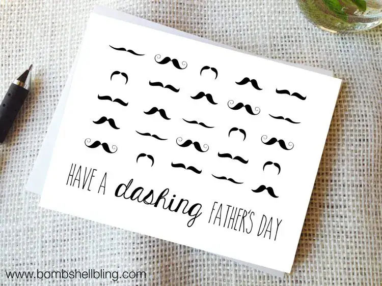 dashing father's day mustache pattern printable card