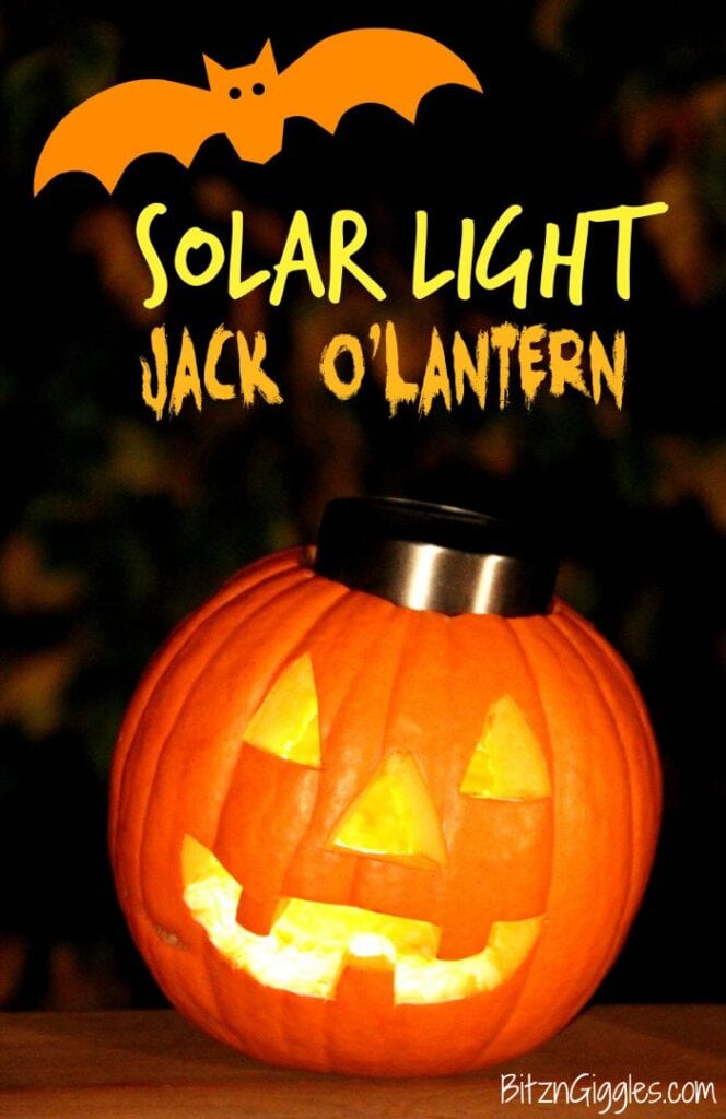 DIY Halloween decoration ideas: Solar Light Jack o' Lantern.