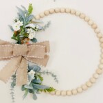 Farmhouse floral wood bead wreath