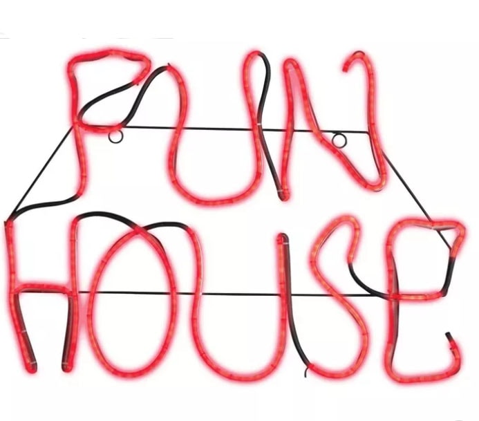 Neon light up sign that reads fun house