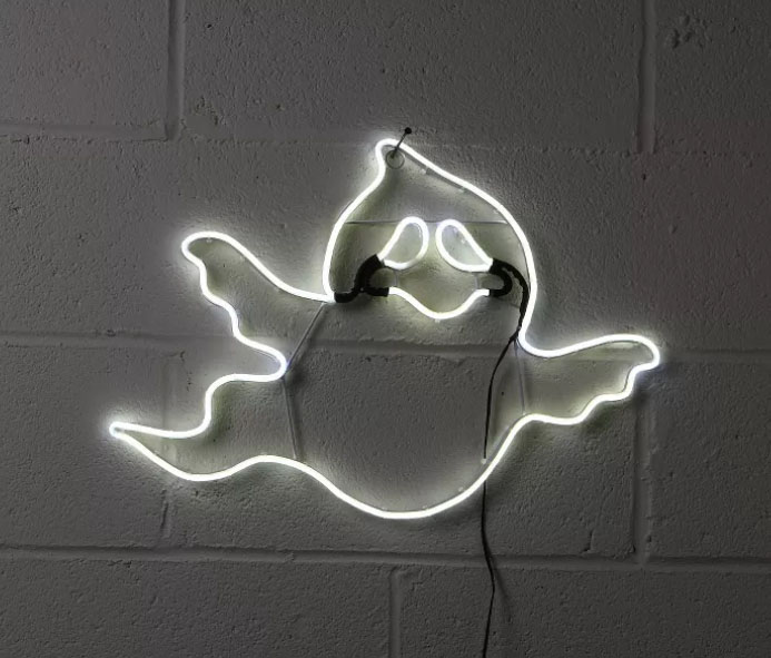 Neon light up white ghost