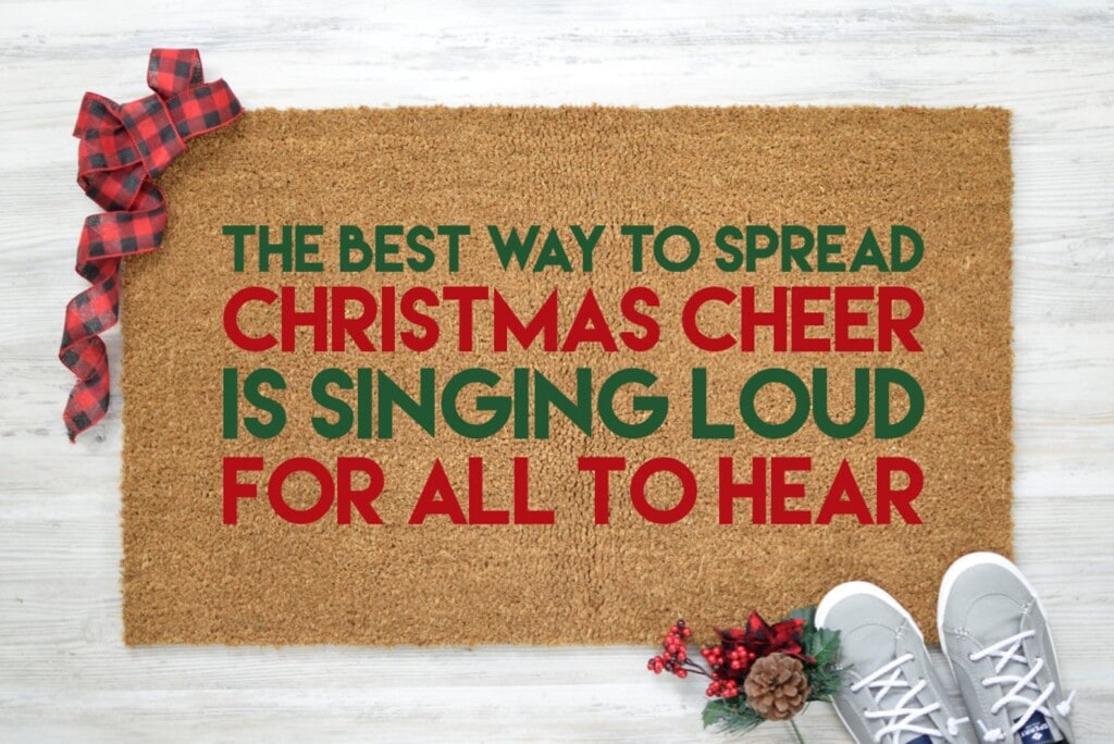 elf Christmas movie quote printed on a coir doormat