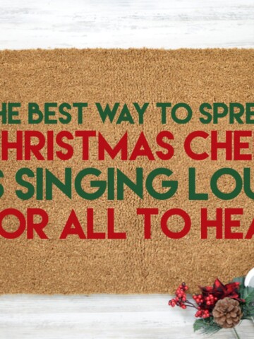 elf Christmas movie quote printed on a coir doormat