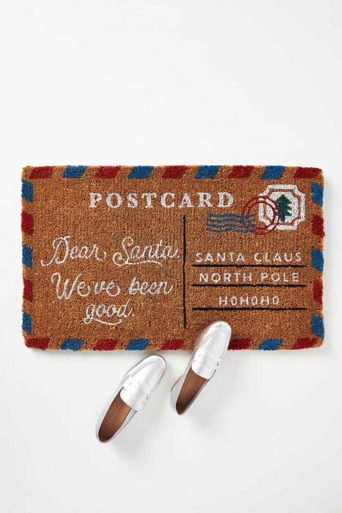 postcard to santa outdoor mat