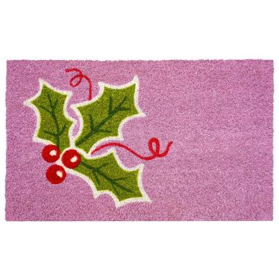 christmas holly door mat with berries
