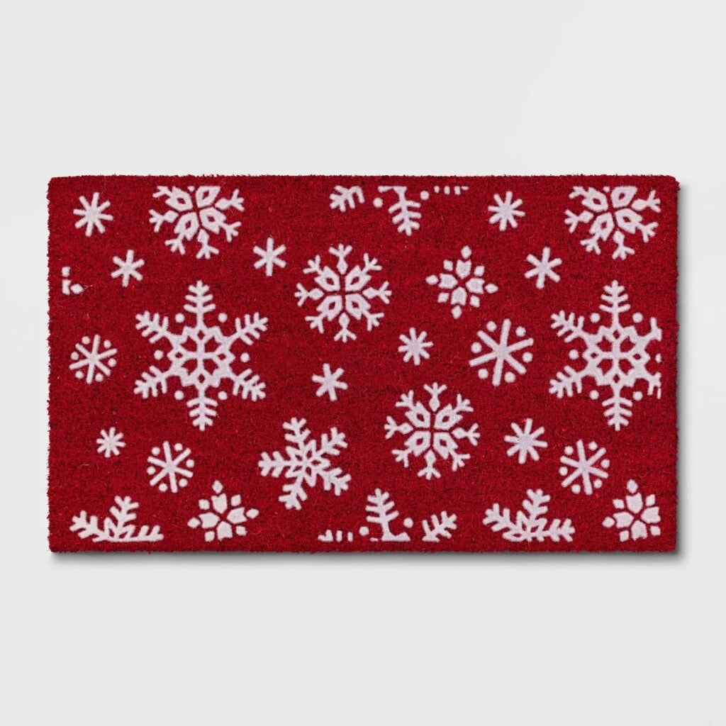 classic snowflake design on christmas doormats