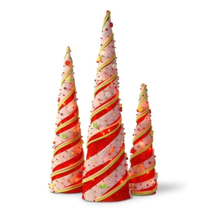 cone-shaped trees outdoor Christmas decor