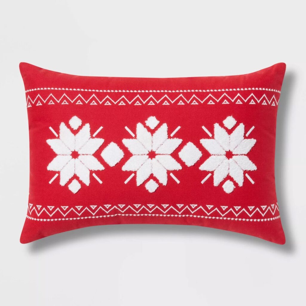 fair isle print throw pillow for indoor christmas decor