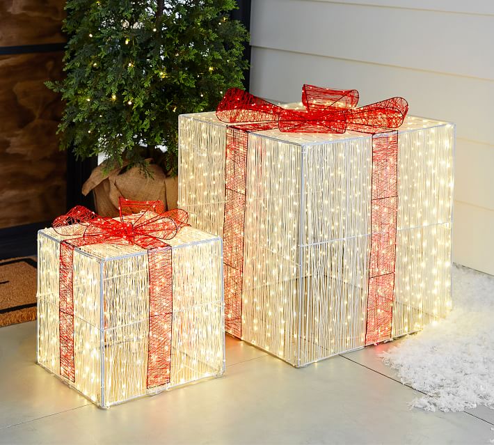 light up gift boxes outdoor Christmas decor