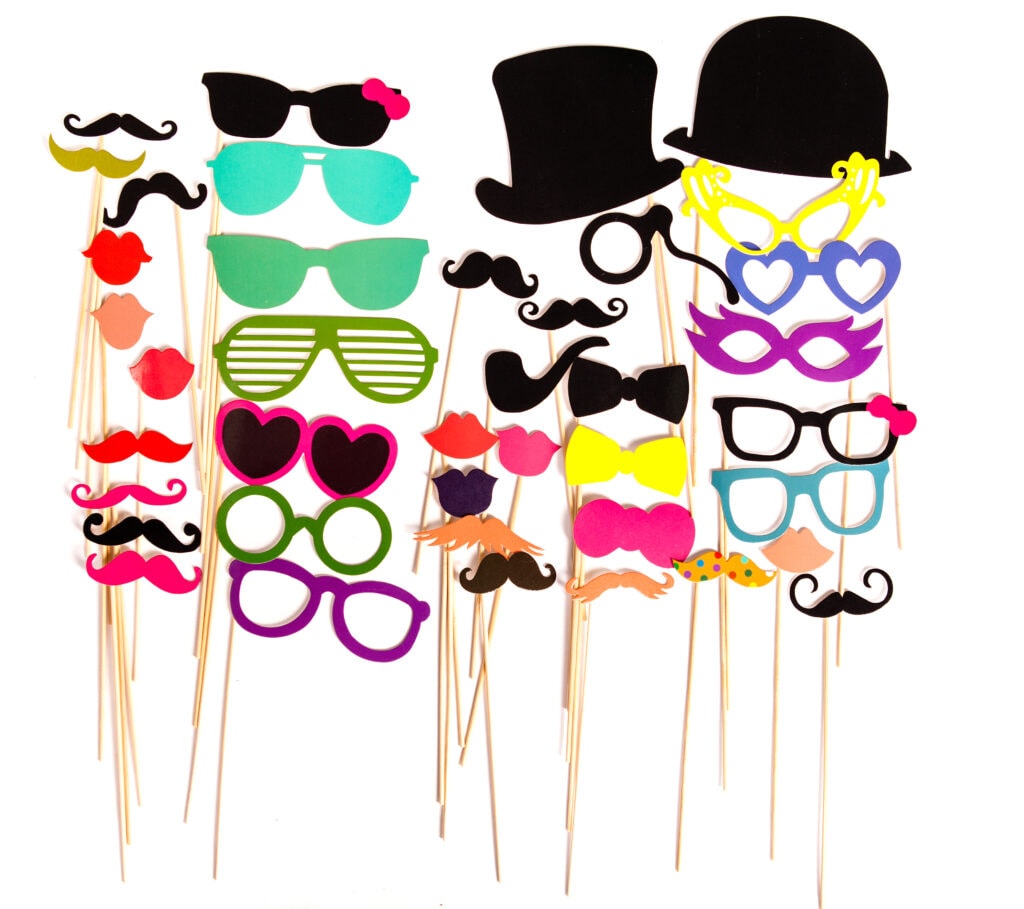 Photobooth Birthday and Party Set - glasses, hats, crowns, masks, lips, mustaches