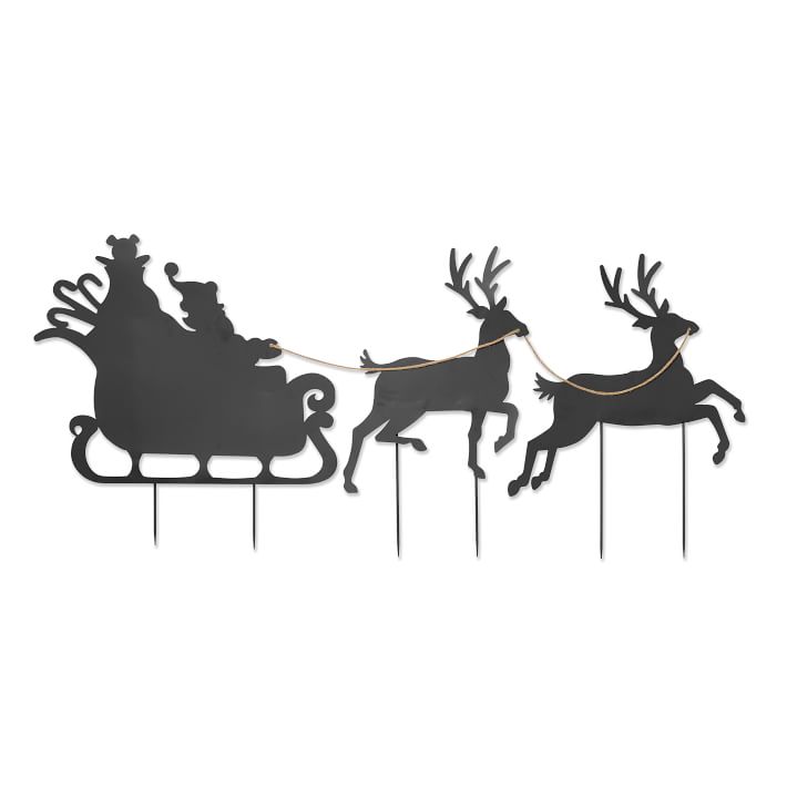 Sleigh and reindeer outdoor stake
