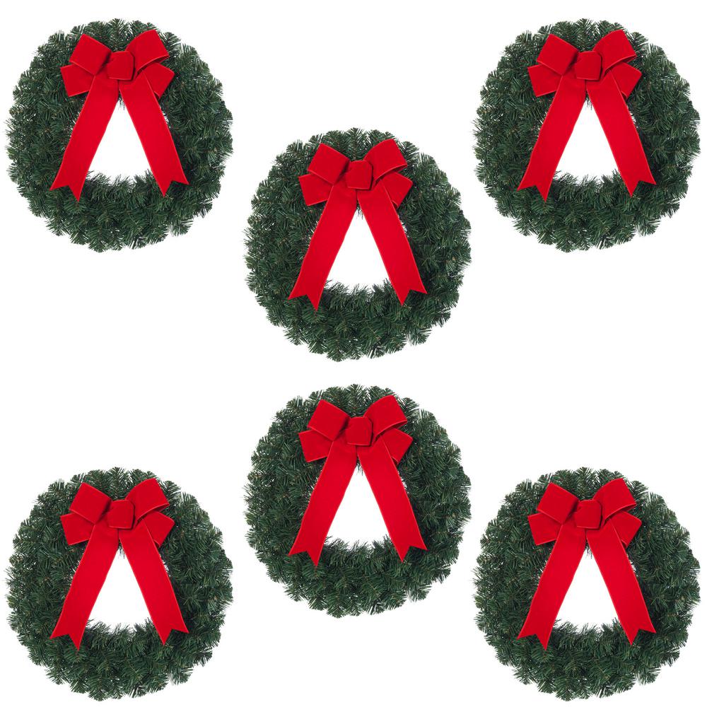 multiple holiday wreaths