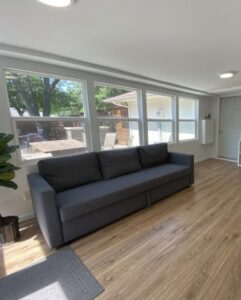 sunroom reveal with couch