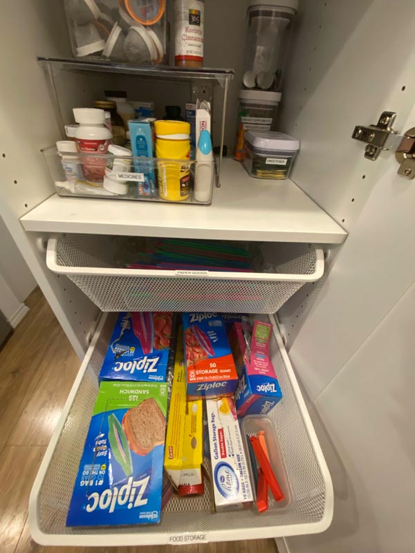 Ikea pax wardrobe used as a pantry cabinet. 